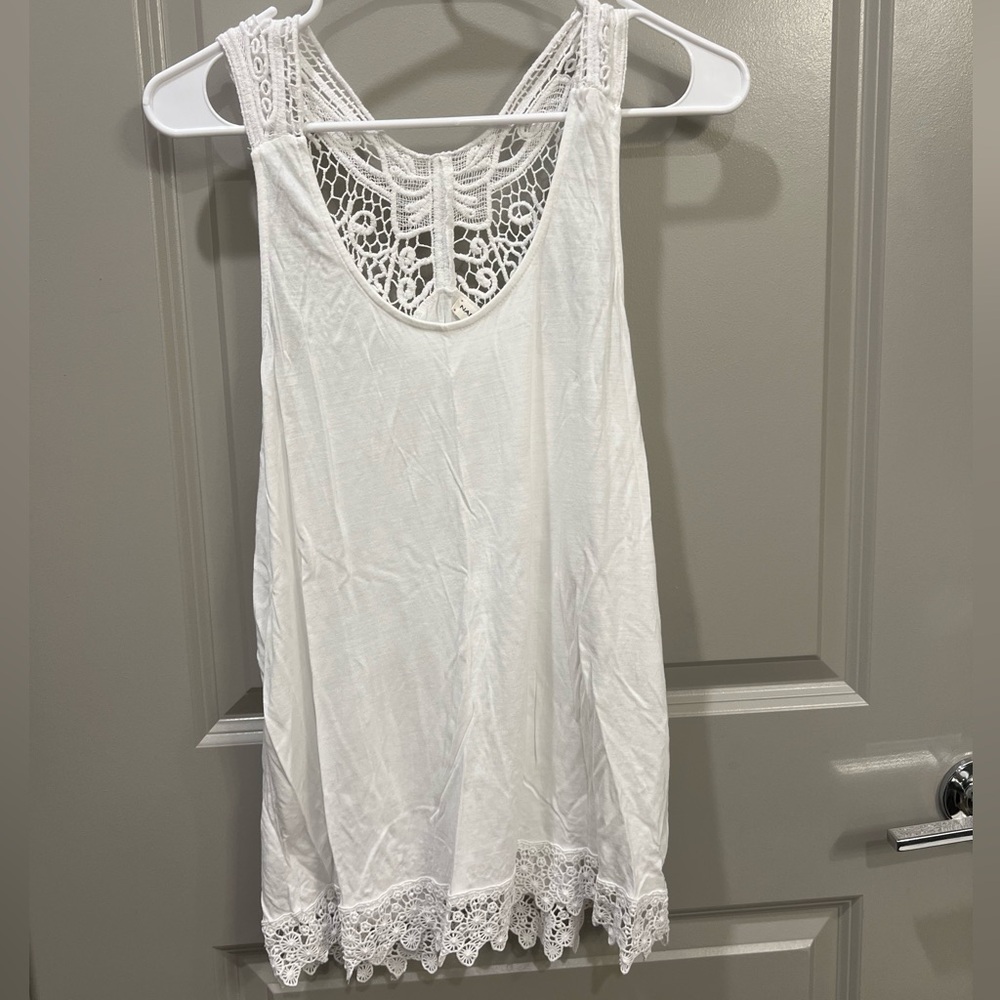 French brand NAF NAF white tank top with lace details - XL